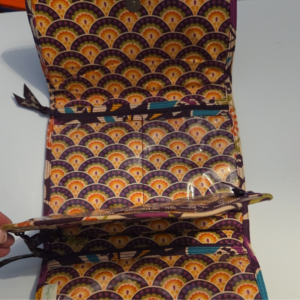 Vera Bradley Folding Travel Organizer Plum Crazy Purple Floral Cosmetic Bag Case - Picture 10 of 16